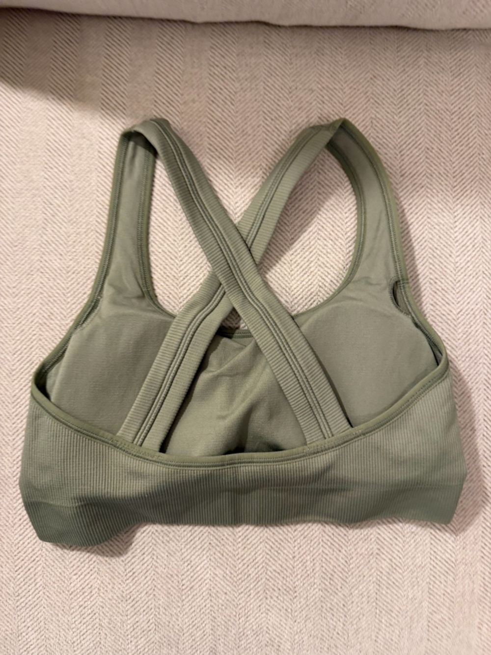 Athleta Olive Ribbed Crossback Sports Bra - Picture 2 of 3